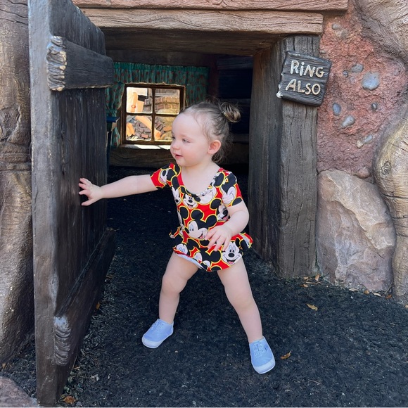 Wild Rich Kids Mickey Mouse Faces Skirted Romper - Picture 5 of 5